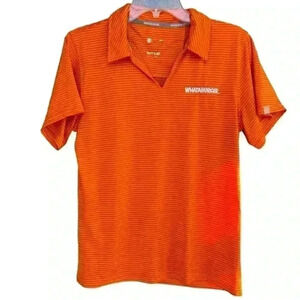 Whataburger Womens Polo Shirt Size Small Orange Striped Uniform Work Wear